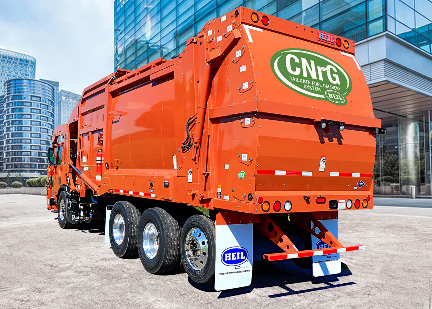 Half Pack CNG front load garbage trucks with CNG Fuel tank tailgate