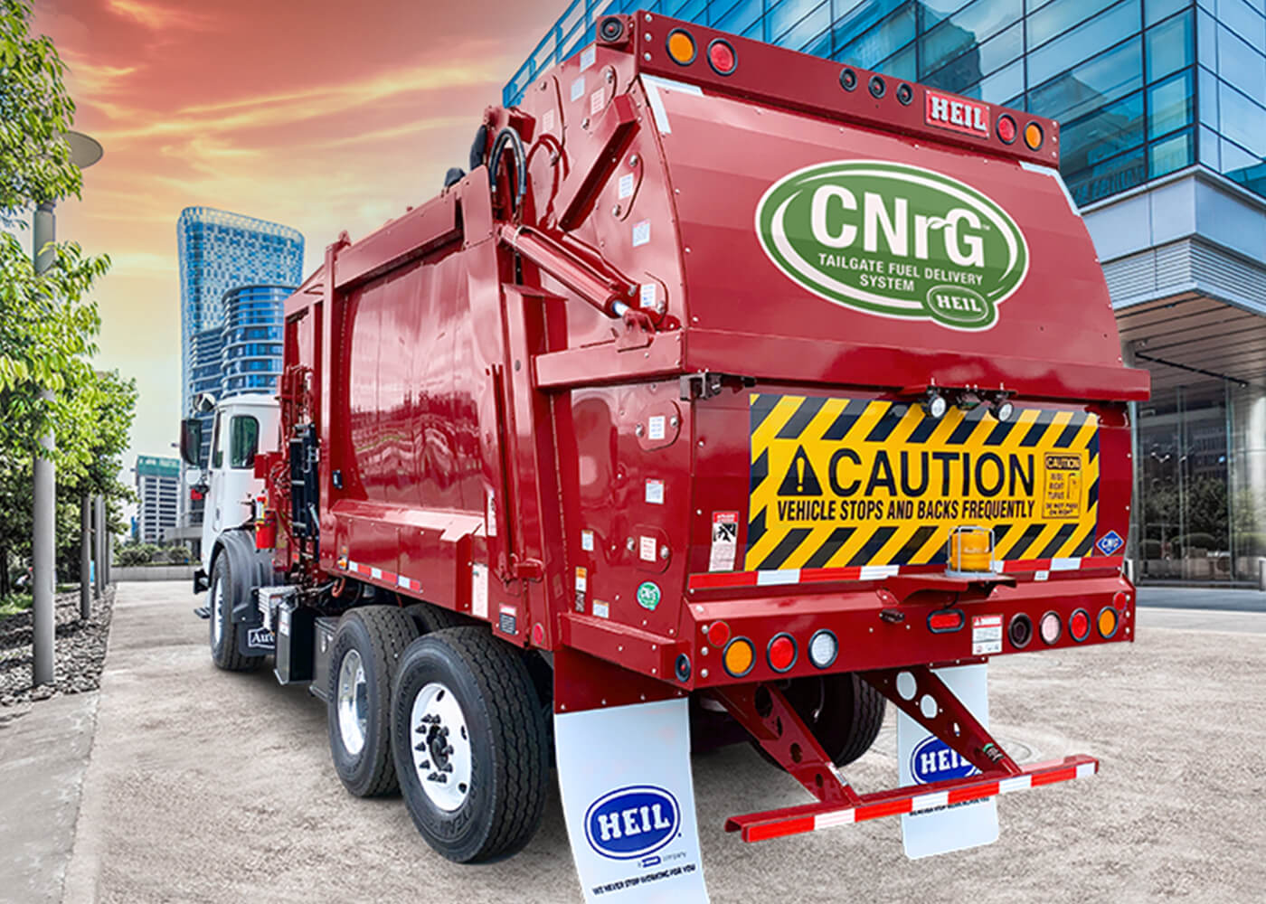 CNG sideload garbage truck with CNG tank in tailgate