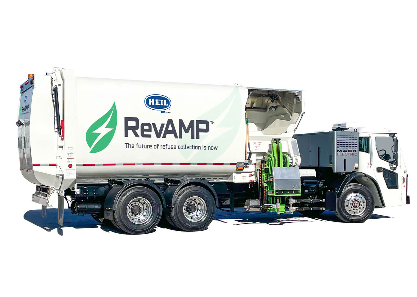 All Electric automated sideload garbage truck by Heil