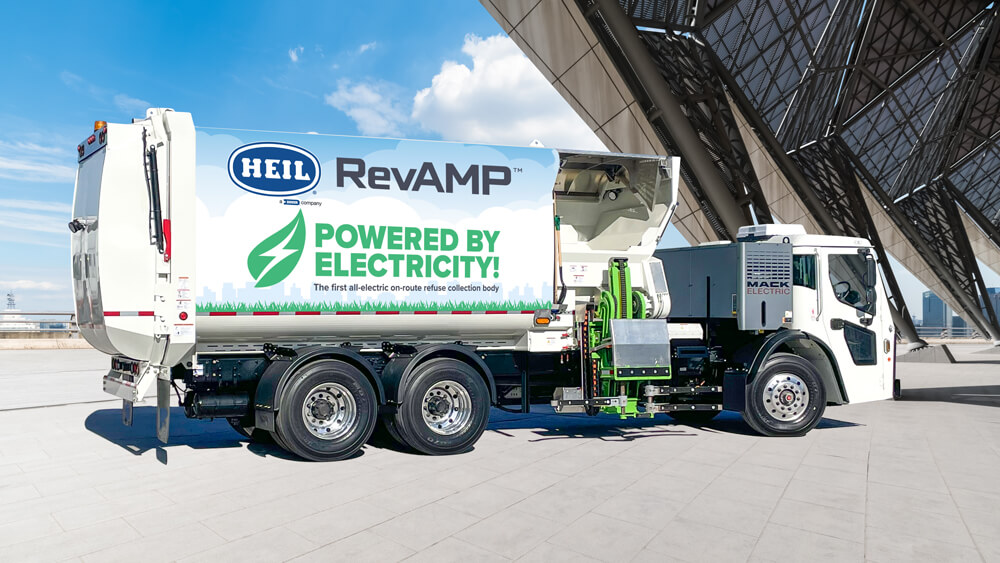 RevAMP All Electric Sideload Garbage Truck