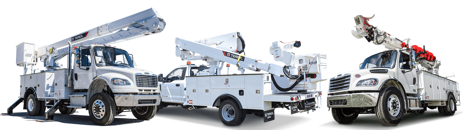 Terex utility trucks and digger derrick