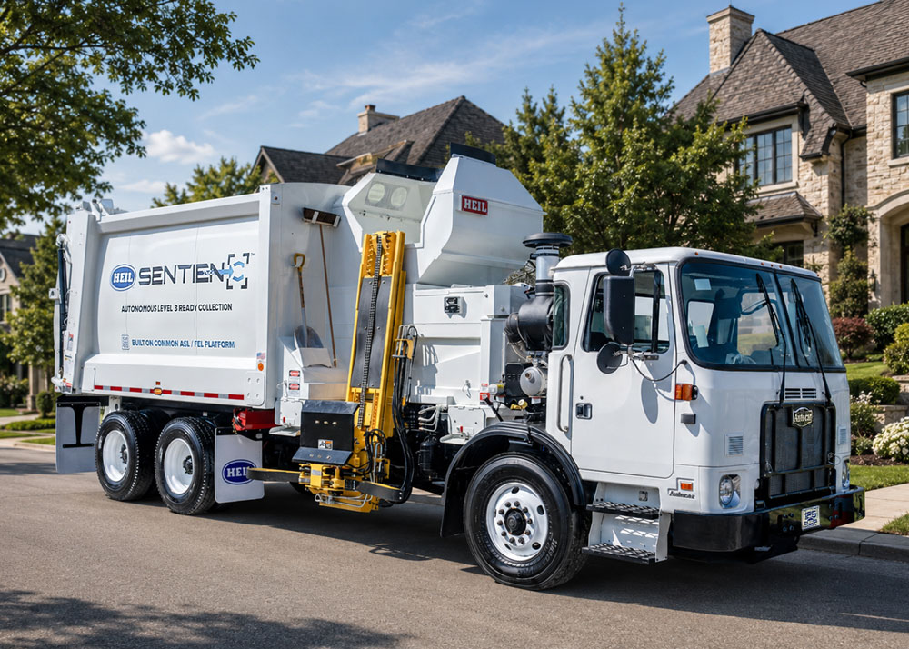 Sentien automated side load garbage truck body